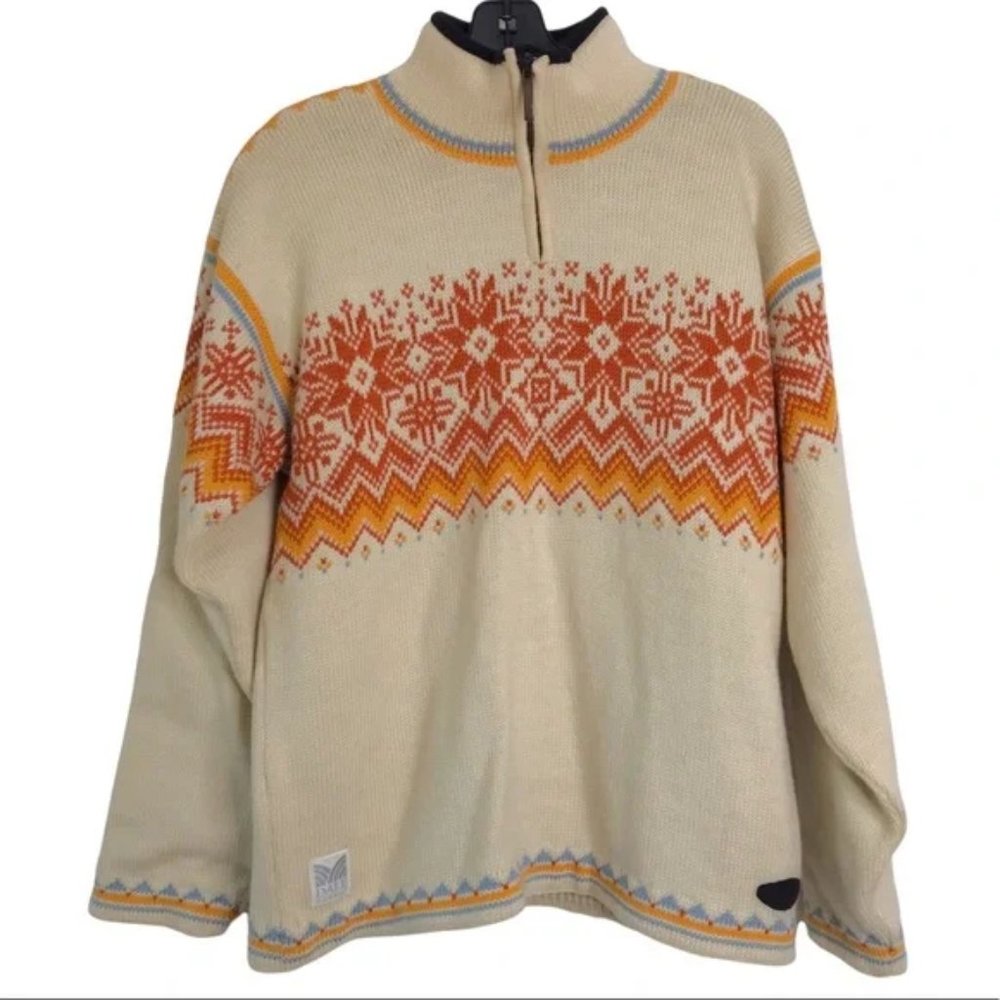DALE of NORWAY Fair Isle Windstopper 100% New Wool Knit Sweater LARGE